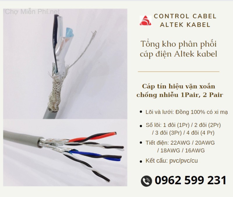 Cáp tín hiệu vặn xoắn 2 lớp chống nhiễu / Cáp Altek kabel